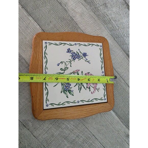 Thomson Floral Garden Ceramic Tile Trivet With Wooden Frame - Floral Design - - Picture 5 of 5